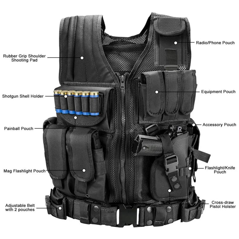 Colete Tático Molle Ajustável Segurança Combate Coletes de Armadura Corporal Segurança Caça Exército Ao Ar Livre CS Jogo Airsoft Treinamento Jaqueta