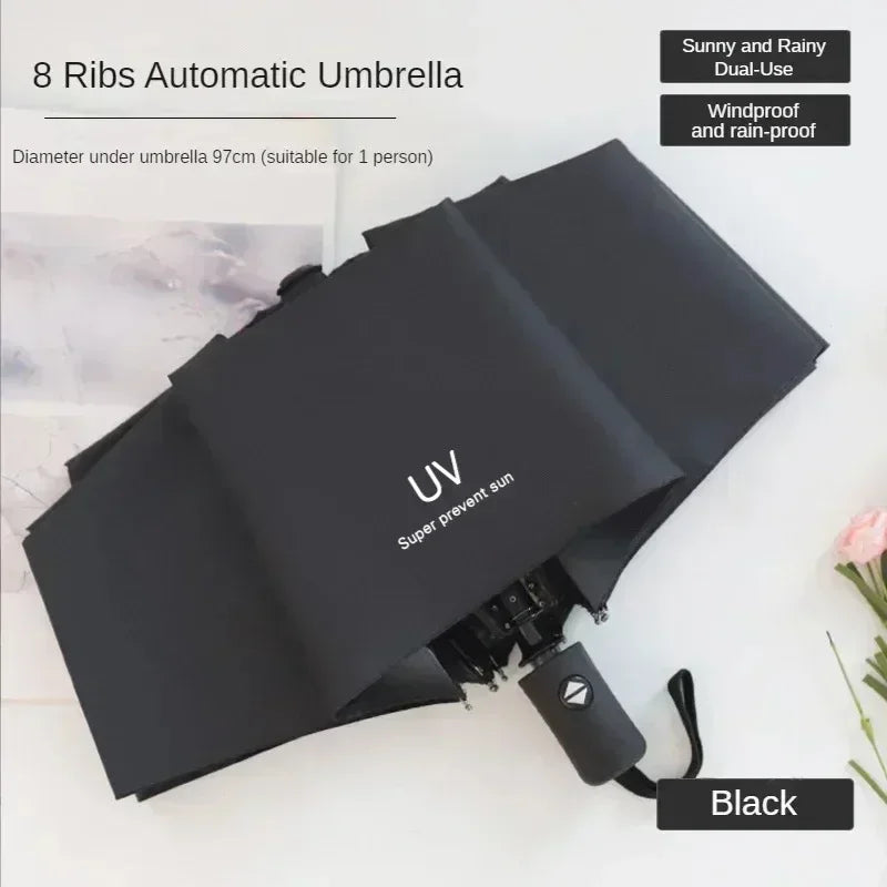 Mini guarda-chuva dobrável automático anti uv chuva sol guarda-chuva moda portátil à prova de vento luz das mulheres dos homens crianças guarda-sol