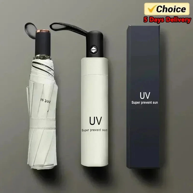 Mini guarda-chuva dobrável automático anti uv chuva sol guarda-chuva moda portátil à prova de vento luz das mulheres dos homens crianças guarda-sol